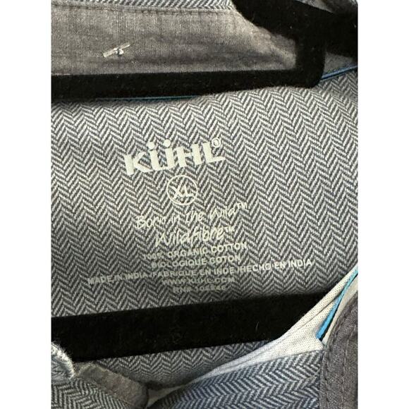 Kuhl Men's Gray 100% Organic Cotton Herringbone Button Down Camp Shirt Size XL - Picture 5 of 10